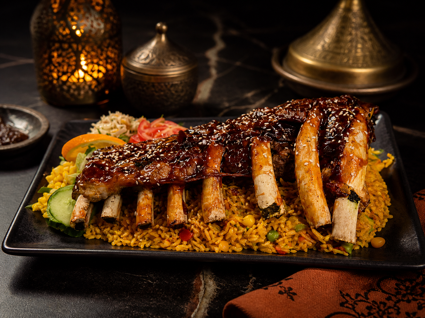 Ribs gerecht met rijst